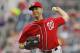 WASHINGTON, DC - AUGUST 19: Gio Gonzalez #47 of the Washington Nationals pitches in the first inning against the New York Mets at Nationals Park on August 19, 2012 in Washington, DC. (Photo by Jonathan Ernst/Getty Images)