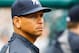August 9, 2012; Detroit, MI, USA; New York Yankees third baseman Alex Rodriguez (13) in the dugout during the game against the Detroit Tigers at Comerica Park. Mandatory Credit: Rick Osentoski-USA TODAY Sports