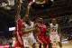 Jan 30, 2013; Cincinnati, OH, USA; Cincinnati Bearcats center Kelvin Gaines (24) attempts to score in the paint against Rutgers Scarlet Knights forward Derrick Randall (15) during the first half of the game at the Fifth Third Arena. Mandatory Credit: Rob Leifheit-USA TODAY Sports