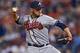 PHILADELPHIA, PA - JULY 06: Chad Durbin #32 of the Atlanta Braves delivers a pitching the ninth inning against the Philadelphia Phillies at Citizens Bank Park on July 6, 2012 in Philadelphia, Pennsylvania. (Photo by Drew Hallowell/Getty Images)