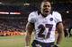 DENVER, CO - JANUARY 12: Ray Rice #27 of the Baltimore Ravens celebrates as he runs off of the field after the Ravens won 38-35 in the second overtime against the Denver Broncos during the AFC Divisional Playoff Game at Sports Authority Field at Mile High on January 12, 2013 in Denver, Colorado. (Photo by Jeff Gross/Getty Images)