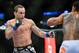 August 11, 2012; Denver, CO, USA; Benson Henderson (right) fights Frankie Edgar (left) during UFC 150 at the Pepsi Center. Mandatory Credit: Ron Chenoy-USA TODAY Sports