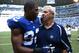 IRNING, TX - OCTOBER 16: Defensive lineman Michael Strahan #92 of the New York Giants was consoled by head coach Bill Parcells of the Dallas Cowboys on October 16, 2005 at Texas Stadium in Irving, Texas.The Cowboys defeated the Giants 16-13 in overtime. (Photo by Doug Benc/Getty Images)