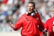 EAST LANSING, MI - SEPTEMBER 29: Head coach Urban Meyer of the Ohio State Buckeyes reacts on the sideline while playing the Michigan State Spartans at Spartan Stadium on September 29, 2012 in East Lansing, Michigan. Ohio State won the game 17-16. (Photo by Gregory Shamus/Getty Images)