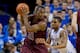 Jan 12, 2013; Lexington, KY, USA; Texas A&M Aggies guard Elston Turner (31) takes the ball around Kentucky Wildcats guard Julius Mays (34) in the first half at Rupp Arena. Texas A&M beat Kentucky 83-71. Mandatory Credit: Mark Zerof-USA TODAY Sports