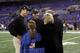 BALTIMORE, MD - NOVEMBER 24: Head coach Jim Harbaugh (L) of the San Francisco 49ers and his brother, head coach John Harbaugh of the Baltimore Ravens (C) talk with their parents Jack and Jackie Harbaugh, and John's daughter Allison, before the start of the game between the Baltimore Ravens and the San Francisco 49ers at M&T Bank Stadium on November 24, 2011 in Baltimore, Maryland. (Photo by Rob Carr/Getty Images)