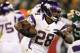 GREEN BAY, WI - JANUARY 05: Running back Adrian Peterson #28 of the Minnesota Vikings runs the ball against the Green Bay Packers during the NFC Wild Card Playoff game at Lambeau Field on January 5, 2013 in Green Bay, Wisconsin. (Photo by Andy Lyons/Getty Images)