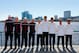 JACKSONVILLE, FL - JANUARY 31: Members of the U.S. Davis Cup Team (L-R) John Isner, Sam Querrey, Bob Bryan, and Mike Bryan pose with members of the Brazil Davis Cup team Bruno Soares, Marcelo Melo, Thomaz Bellucci, Thiago Alves, and captain Joao Zwetsch pose following the Davis Cup Draw ceremony first round between the U.S. and Brazil at the Times-Union Center on January 31, 2013 in Jacksonville, Florida. (Photo by Sam Greenwood/Getty Images)