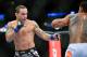 August 11, 2012; Denver, CO, USA; Benson Henderson (right) fights Frankie Edgar (left) during UFC 150 at the Pepsi Center. Mandatory Credit: Ron Chenoy-USA TODAY Sports
