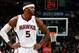 ATLANTA, GA - JANUARY 19: Josh Smith #5 of the Atlanta Hawks walks down the court after a turnover against the San Antonio Spurs at Philips Arena on January 19, 2013 in Atlanta, Georgia. NOTE TO USER: User expressly acknowledges and agrees that, by downloading and or using this photograph, User is consenting to the terms and conditions of the Getty Images License Agreement. (Photo by Kevin C. Cox/Getty Images)