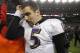 Jan 22, 2012; Foxborough, MA, USA; Baltimore Ravens quarterback Joe Flacco (5) leaves the field following their defeat against the New England Patriots in the 2011 AFC Championship game at Gillette Stadium. The Patriots defeated the Ravens 23-20, Mandatory Credit: Greg M. Cooper-USA TODAY Sports