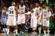 BOSTON, MA - JANUARY 2: Members of the Boston Celtics including Rajon Rondo #9, Kevin Garnett #5, Paul Pierce #34, Jared Sullinger #7, and Courtney Lee #11 huddle during the game against the Memphis Grizzlies on January 2, 2013 at TD Garden in Boston, Massachusetts. NOTE TO USER: User expressly acknowledges and agrees that, by downloading and or using this photograph, User is consenting to the terms and conditions of the Getty Images License Agreement. (Photo by Jared Wickerham/Getty Images)