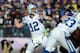 BALTIMORE, MD - JANUARY 06: Andrew Luck #12 of the Indianapolis Colts throws a pass in the first half against the Baltimore Ravens during the AFC Wild Card Playoff Game at M&T Bank Stadium on January 6, 2013 in Baltimore, Maryland. (Photo by Patrick Smith/Getty Images)