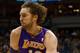 Feb 1, 2013; Minneapolis, MN, USA; Los Angeles Lakers forward Pau Gasol (16) dribbles during the first quarter against the Minnesota Timberwolves at the Target Center. Mandatory Credit: Brace Hemmelgarn-USA TODAY Sports