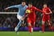 MANCHESTER, ENGLAND - FEBRUARY 03: Luis Suarez of Liverpool battles for the ball with Javi Garcia of Manchester City during the Barclays Premier League match between Manchester City and Liverpool at the Etihad Stadium on February 3, 2013 in Manchester, England. (Photo by Alex Livesey/Getty Images)