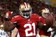 SAN FRANCISCO, CA - JANUARY 12: Running back Frank Gore #21 of the San Francisco 49ers celebrates after scoring a touchdown in the fourth quarter against the Green Bay Packers during the NFC Divisional Playoff Game at Candlestick Park on January 12, 2013 in San Francisco, California. (Photo by Stephen Dunn/Getty Images)