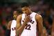 Feb 3, 2013; Toronto, ON, Canada; Toronto Raptors forward Rudy Gay (22) during their game against the Miami Heat at the Air Canada Centre. The Heat beat the Raptors 100-85. Mandatory Credit: Tom Szczerbowski-USA TODAY Sports