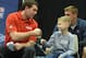 Jan 30, 2013; New Orleans, LA, USA; Indianapolis Colts quarterback Andrew Luck (left) fists bumps NFL Play 60 Super Kid Hunter Paulin at the NFL Play 60 Kids Day at the Super Bowl XLVII Experience at the Ernest N. Morial Convention Center. Mandatory Credit: Kirby Lee-USA TODAY Sports