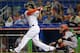 MIAMI, FL - MAY 24: Giancarlo Stanton #27 of the Miami Marlins hits a solo home run during a game against the San Francisco Giants at Marlins Park on May 24, 2012 in Miami, Florida. (Photo by Mike Ehrmann/Getty Images)