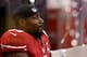NEW ORLEANS, LA - FEBRUARY 03: NaVorro Bowman #53 of the San Francisco 49ers sits on the bench following their loss to the Baltimore Ravens during Super Bowl XLVII at the Mercedes-Benz Superdome on February 3, 2013 in New Orleans, Louisiana. The Ravens defeated the 49ers 34-31. (Photo by Mike Ehrmann/Getty Images)