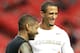 Usher, who appears in Mercedes' "Coolest Man in the World" ad, speaks with 49ers quarterback Colin Kaepernick.