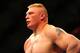 Dec. 30, 2011; Las Vegas, NV, USA; UFC fighter Brock Lesnar during a heavyweight bout at UFC 141 at the MGM Grand Garden event center. Mandatory Credit: Mark J. Rebilas-USA TODAY Sports