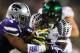 GLENDALE, AZ - JANUARY 03: De'Anthony Thomas #6 of the Oregon Ducks tries to break the tackle of Arthur Brown #4 of the Kansas State Wildcats during the Tostitos Fiesta Bowl at University of Phoenix Stadium on January 3, 2013 in Glendale, Arizona. (Photo by Doug Pensinger/Getty Images)