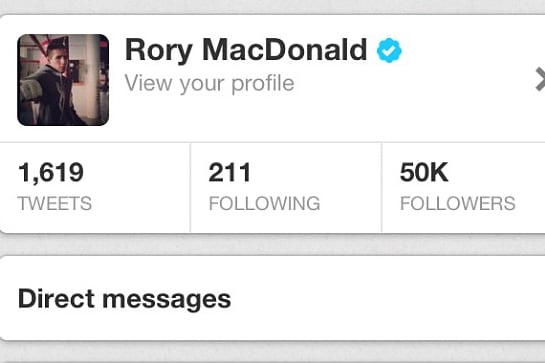 Rory Shows off Twitter Account on Instagram