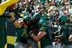 EUGENE, OR - SEPTEMBER 15: Jake Fisher #75 of the Oregon Ducks celebrates a fumble recovery for a touchdown against the Tennessee Tech Golden Eagles on September 15, 2012 at the Autzen Stadium in Eugene, Oregon. (Photo by Jonathan Ferrey/Getty Images)