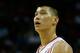HOUSTON, TX - JANUARY 26: Jeremy Lin #7 of the Houston Rockets celebrates a play on the court during the game against the Brooklyn Nets at Toyota Center on January 26, 2013 in Houston, Texas. NOTE TO USER: User expressly acknowledges and agrees that, by downloading and or using this photograph, User is consenting to the terms and conditions of the Getty Images License Agreement. (Photo by Scott Halleran/Getty Images)