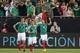 GLENDALE, AZ - JANUARY 30: Marcos Fabian #10 (R) of Mexico celebrates with Aldo De Nigris #9 and Javier Aquino #11 afer Fabian scored against Denmark on a penalty kick during the second half of an international friendly match at University of Phoenix Stadium on January 30, 2013 in Glendale, Arizona. Mexico and Denmark ended in a 1-1 draw. (Photo by Christian Petersen/Getty Images)