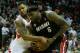 HOUSTON, TX - NOVEMBER 12: LeBron James #6 of the Miami Heat drives against Marcus Morris #2 of the Houston Rockets at the Toyota Center on November 12, 2012 in Houston, Texas. NOTE TO USER: User expressly acknowledges and agrees that, by downloading and or using this photograph, User is consenting to the terms and conditions of the Getty Images License Agreement. (Photo by Scott Halleran/Getty Images)