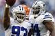ARLINGTON, TX - NOVEMBER 18: Anthony Spencer #93 is congratulated by DeMarcus Ware #94 of the Dallas Cowboys after recovering a fumble against the Cleveland Browns at Cowboys Stadium on November 18, 2012 in Arlington, Texas. The Cowboys defeated the Browns 23-20. (Photo by Wesley Hitt/Getty Images)