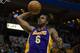 Feb 1, 2013; Minneapolis, MN, USA; Los Angeles Lakers forward Earl Clark (6) dunks during the second quarter against the Minnesota Timberwolves at the Target Center. Mandatory Credit: Brace Hemmelgarn-USA TODAY Sports