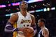 LOS ANGELES, CA - JANUARY 27: Dwight Howard #12 of the Los Angeles Lakers reacts after a foul in front of Thabo Sefolosha #2 of the Oklahoma City Thunder at Staples Center on January 27, 2013 in Los Angeles, California. NOTE TO USER: User expressly acknowledges and agrees that, by downloading and or using this photograph, User is consenting to the terms and conditions of the Getty Images License Agreement. (Photo by Harry How/Getty Images)