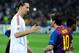 MILAN, ITALY - MARCH 28: Zlatan Ibrahimovic of AC Milan and Lionel Messi of Barcelona during the UEFA Champions League quarter final first leg match between AC Milan and Barcelona at Stadio Giuseppe Meazza on March 28, 2012 in Milan, Italy. (Photo by Claudio Villa/Getty Images)