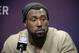 Feb 3, 2013; New Orleans, LA, USA; San Francisco 49ers tight end Delanie Walker (46) speaks to the media after losing Super Bowl XLVII against Baltimore Ravens at the Mercedes-Benz Superdome. Mandatory Credit: Kirby Lee-USA TODAY Sports