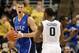 WINSTON-SALEM, NC - JANUARY 30: Codi Miller-McIntyre #0 of the Wake Forest Demon Deacons watches as Mason Plumlee #5 of the Duke Blue Devils reacts to a call during their game at Lawrence Joel Coliseum on January 30, 2013 in Winston-Salem, North Carolina. (Photo by Streeter Lecka/Getty Images)