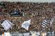 THESSALONIKI, GREECE - SEPTEMBER 25: PAOK FC fans during the Greek Superleague match between PAOK FC and AEK Athens FC held on September 25, 2011 at the Toumba Stadium in Thessaloniki, Greece. (Photo by Sakis Mitrolidis/EuroFootball/Getty Images)