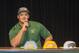 Feb 6, 2013; Auburn, CA, USA; Eddie Vanderdoes announces his intentions to attend Notre Dame on national signing day. Mandatory Credit: Ed Szczepanski-USA TODAY Sports