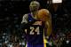 HOUSTON, TX - JANUARY 08: Kobe Bryant #24 of the Los Angeles Lakers looks to pass during their game against the Houston Rockets at Toyota Center on January 8, 2013 in Houston, Texas. NOTE TO USER: User expressly acknowledges and agrees that, by downloading and or using this photograph, User is consenting to the terms and conditions of the Getty Images License Agreement. (Photo by Scott Halleran/Getty Images)
