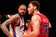 Apr. 25, 2012; New York, NY, USA; New York Knicks center Tyson Chandler (6) and Los Angeles Clippers power forward Blake Griffin (32) during the second half at Madison Square Garden. Knicks won 99-93. Mandatory Credit: Debby Wong-USA TODAY Sports