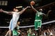 DENVER, CO - FEBRUARY 24: Kevin Garnett #5 of the Boston Celtics grabs a rebound away from Chris Andersen #11 of the Denver Nuggets during NBA action at the Pepsi Center on February 24, 2011 in Denver, Colorado. The Nuggets defeated the Celtics 89-75. NOTE TO USER: User expressly acknowledges and agrees that, by downloading and or using this photograph, User is consenting to the terms and conditions of the Getty Images License Agreement. (Photo by Doug Pensinger/Getty Images)