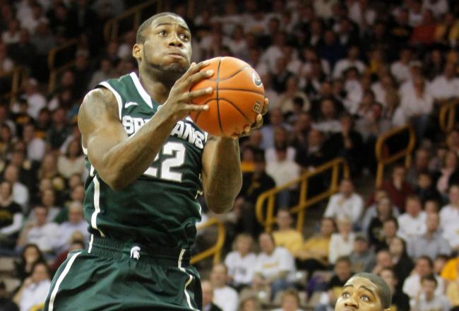 Branden Dawson is making his presence felt at Mackey Arena. MSU leads 50-36 with just under 12 minutes to play.