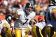 CINCINNATI - OCTOBER 19: Quarterback Ben Roethlisberger #7 of the Pittsburgh Steelers yells at the line of scrimmage during the NFL game against the Cincinnati Bengals at Paul Brown Stadium on October 19, 2008 in Cincinnati, Ohio. (Photo by Andy Lyons/Getty Images)