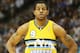 December 18, 2012; Denver, CO, USA; Denver Nuggets guard Andre Iguodala (9) during the first half against the San Antonio Spurs at the Pepsi Center. Mandatory Credit: Chris Humphreys-USA TODAY Sports