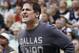 SALT LAKE CITY, UT - OCTOBER 31: Owner of Dallas Mavericks Mark Cuban yells at the officials during a game against the Utah Jazz during the second half of an NBA game October 31, 2012 at Energy Solution Arena in Salt Lake City, Utah. NOTE TO USER: User expressly acknowledges and agrees that, by downloading and or using this photograph, User is consenting to the terms and conditions of the Getty Images License Agreement. (Photo by George Frey/Getty Images)