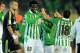 SEVILLE, SPAIN - NOVEMBER 24: Nosa Iglebor (#20) and Salvador Agra of Real Betis Balompie celebrate after Betis beat Real 1-0 during the La Liga match between Real Betis Balompie and Real Madrid CF at Estadio Benito Villamarin on November 24, 2012 in Seville, Spain. (Photo by Denis Doyle/Getty Images)