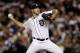 DETROIT, MI - OCTOBER 16: Justin Verlander #35 of the Detroit Tigers throws a pitch against the New York Yankees during game three of the American League Championship Series at Comerica Park on October 16, 2012 in Detroit, Michigan. (Photo by Gregory Shamus/Getty Images)