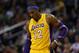 Jan. 30, 2013; Phoenix, AZ, USA: Los Angeles Lakers center Dwight Howard (12) against the Phoenix Suns at the US Airways Center. Mandatory Credit: Mark J. Rebilas-USA TODAY Sports